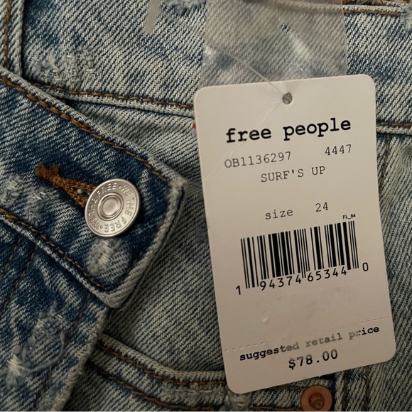 Free People NWT distressed Denim Skirt in size 24 - Picture 5 of 8